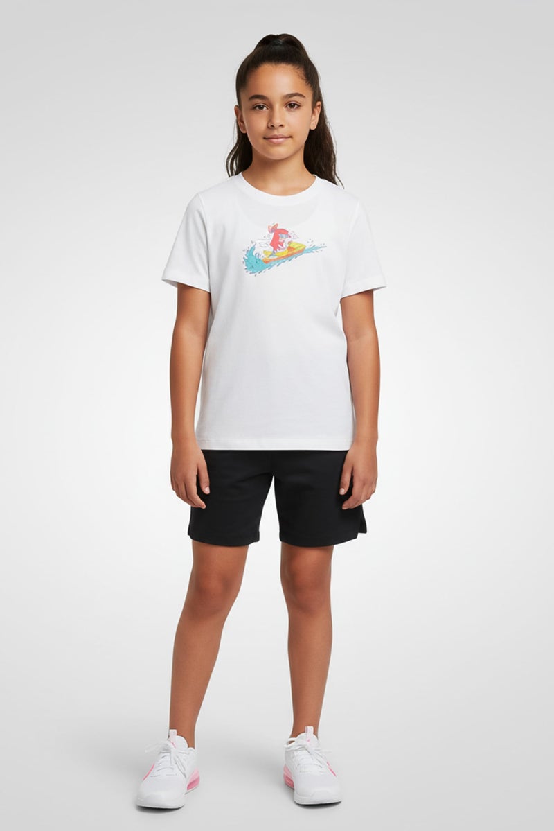 Nike Kids Girl Sportswear Fit Short Sleeves Outdoor T-Shirt, White - Image 1